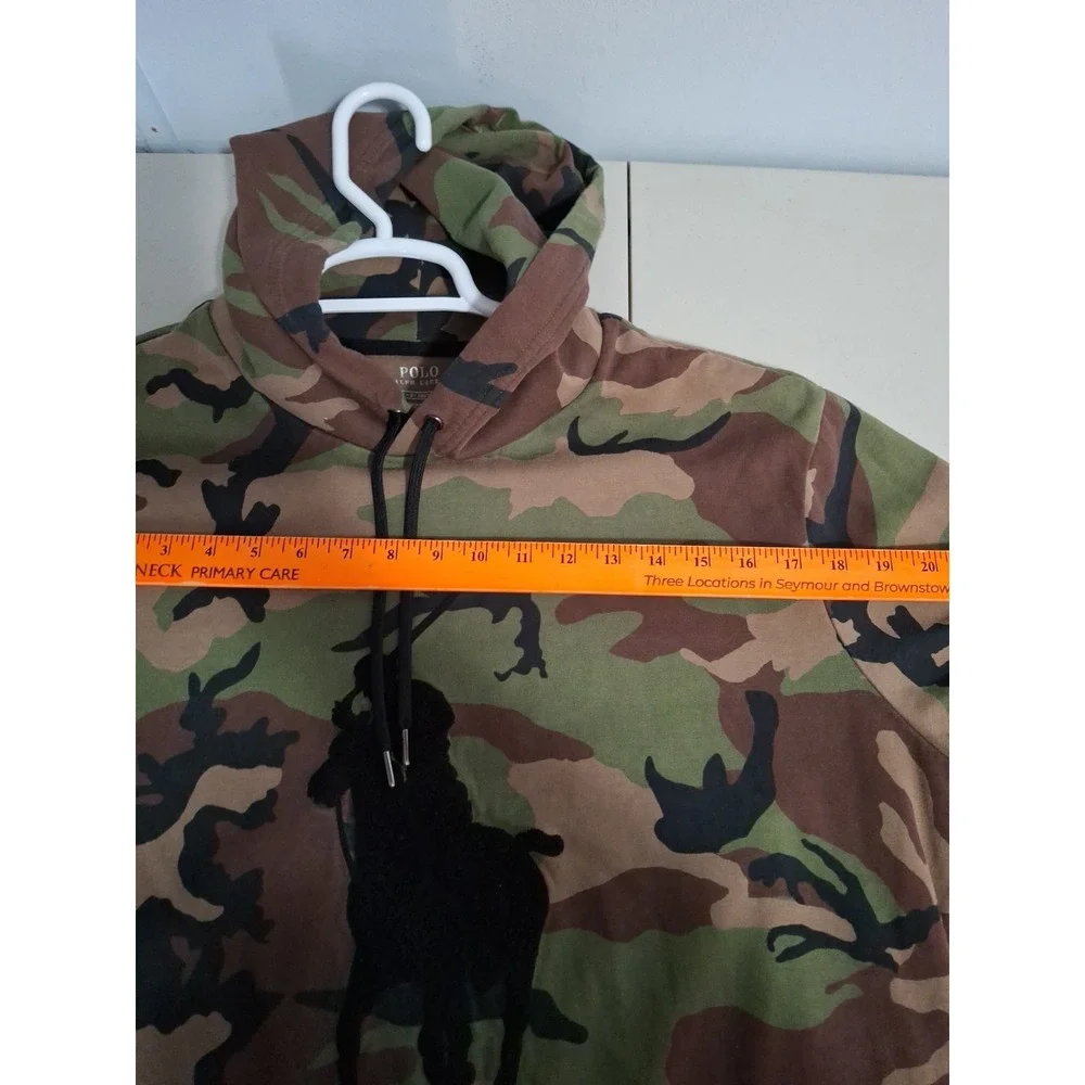 POLO RALPH LAUREN CHENILLE BIG PONY SURPLUS CAMO DOUBLE-KNIT HOODIE SWEATER...
